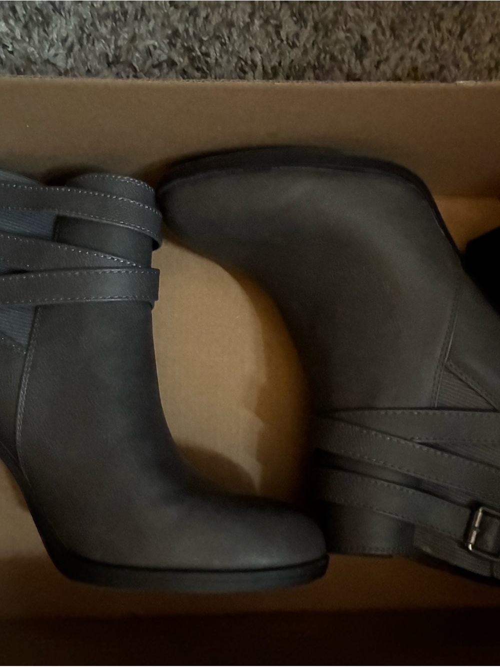 Dream Pairs Charcoal Gray Ankle Booties with Wrap Strap